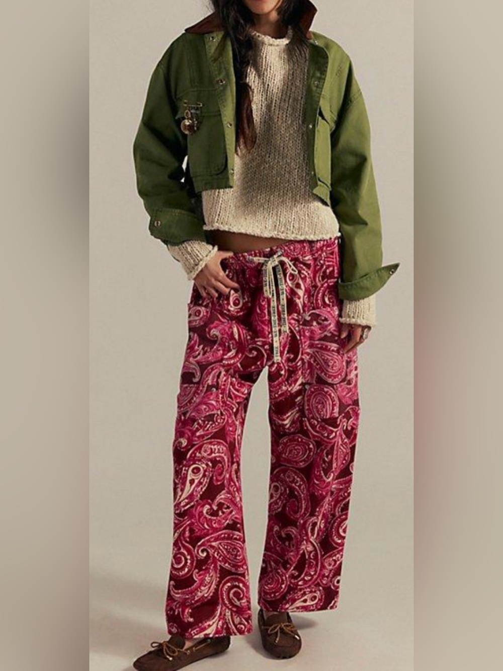 We The Free Jet Set Knit Printed Pull-On Pants paisley print